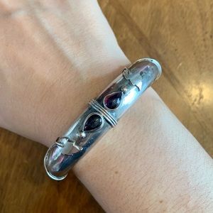 Silver and ruby stone bracelet